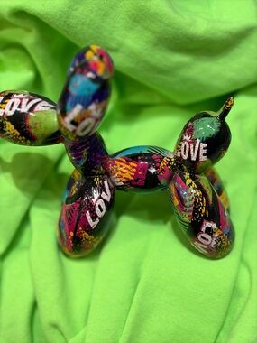 Colorful 'Love' Balloon Dog Figurine